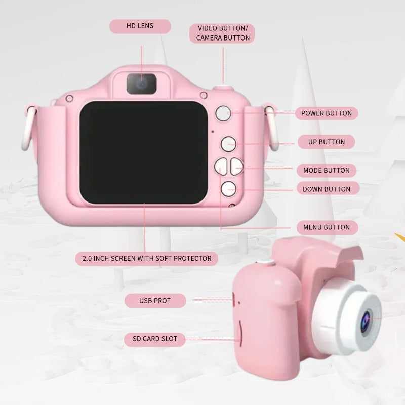 A Fun Pink Cat Camera That Can Take Photos, Record Videos, And Has 8 Filters For Selfie Mode. It Is The Best Gift For Outdoor Play During Birthdays, School Season, And Spring.Built In 400mAh Battery.